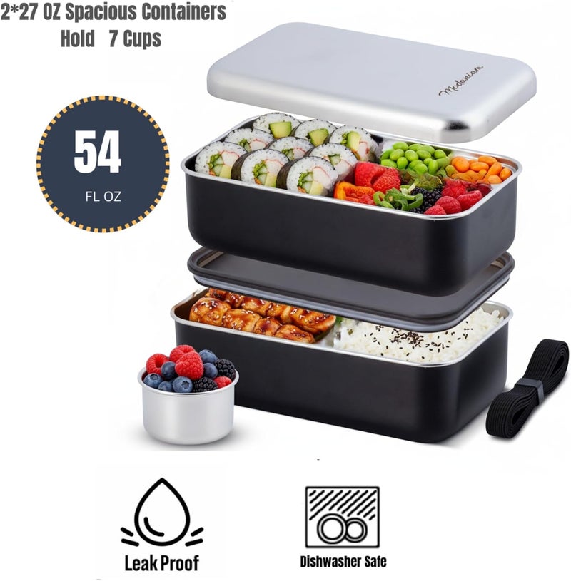 Modaniam LEAK Proof Stackable Stainless Steel Bento Box Adult |Stainless Steel Lunch Box for adults| Metal Bento box|Japanese Lunch Container |large with compartment| Korean bentobox| Non toxic|Microwave safe - Image 5